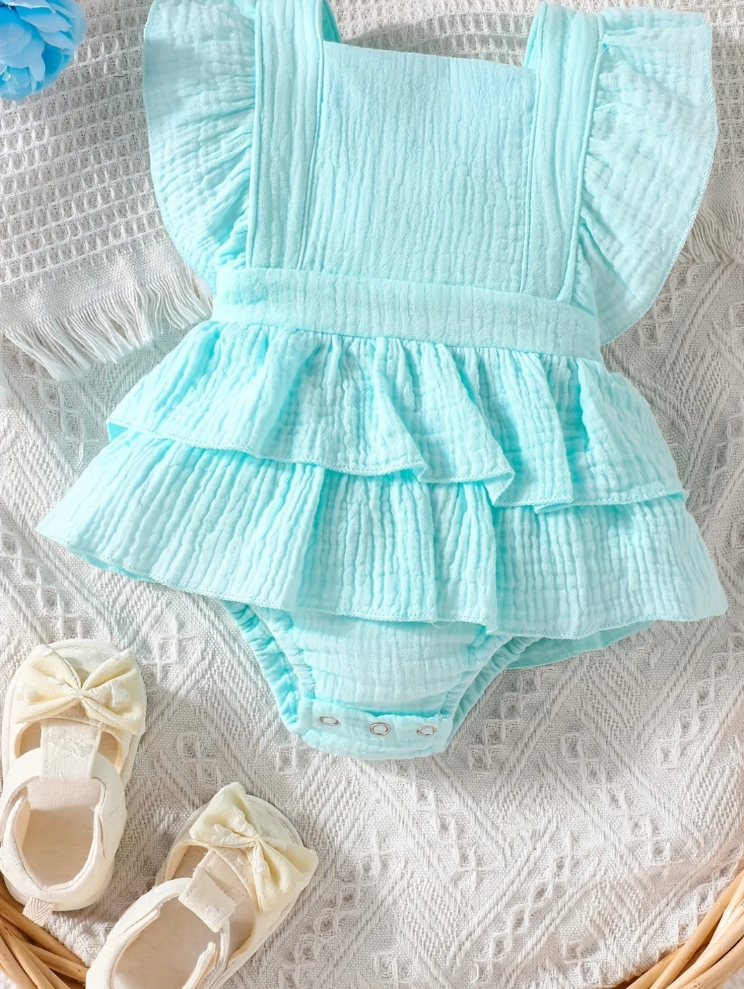 Baby Ruffled Solid Layered Design Bodysuit