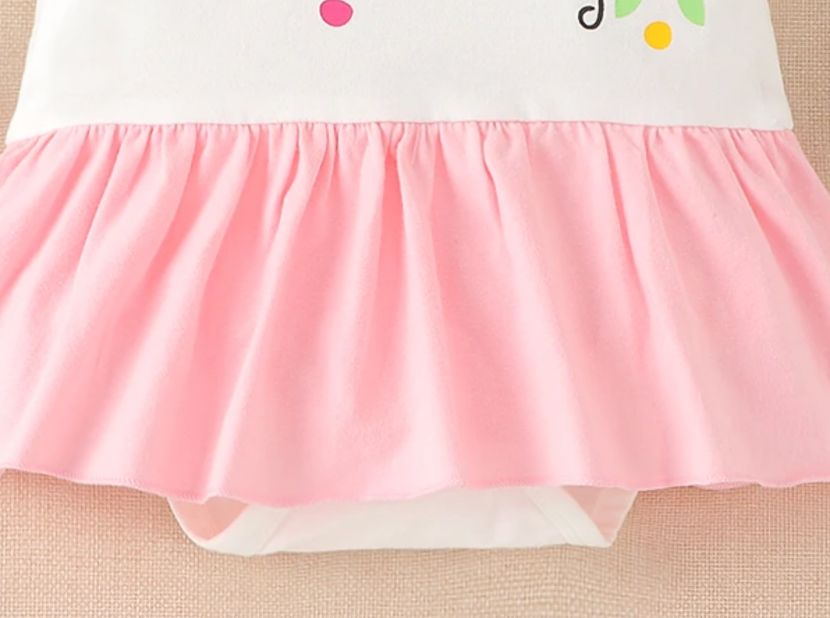 Baby Strawberry and Letter Print Short-sleeve Dress Romper