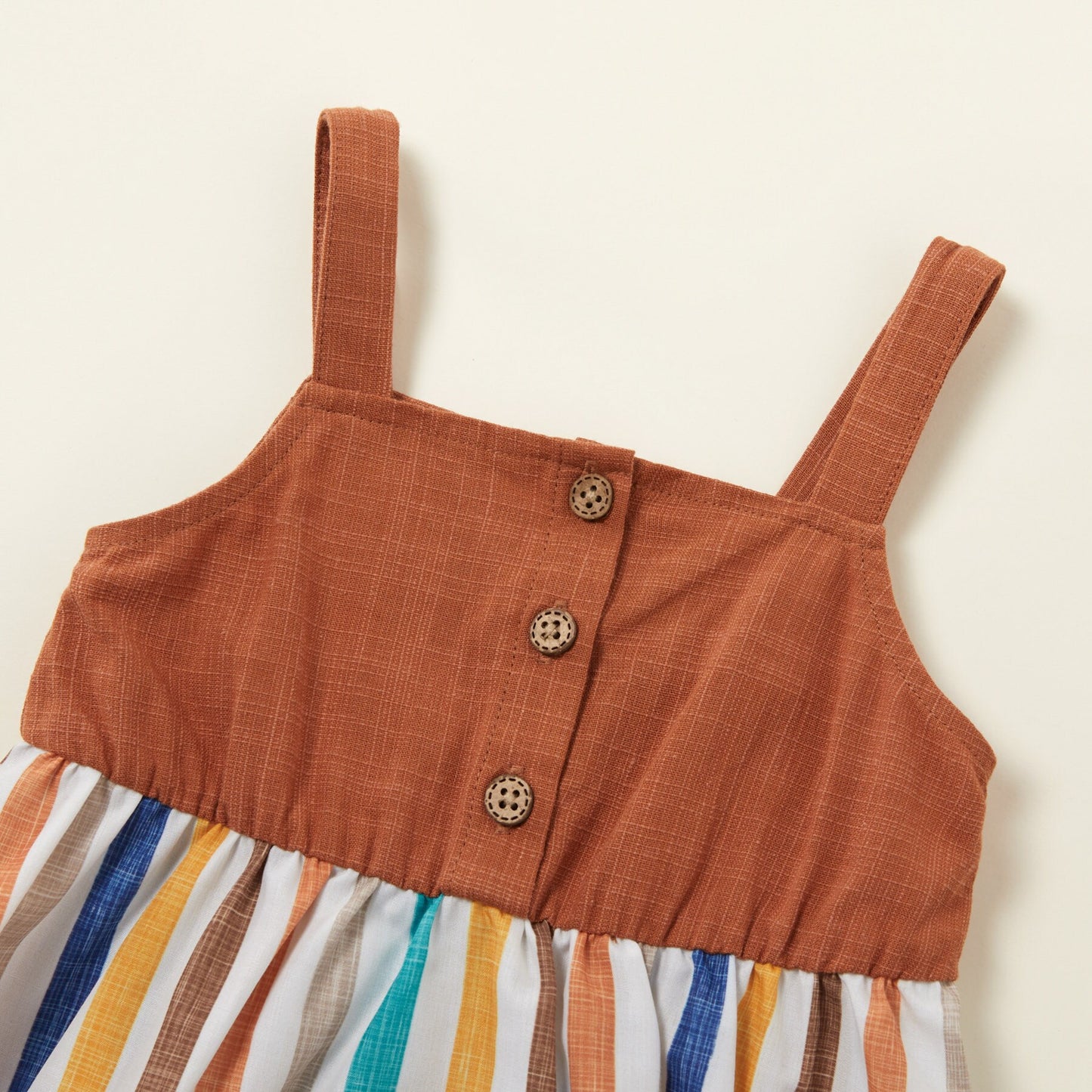 Baby Girl Cute Striped Print Strappy Dress with Headband