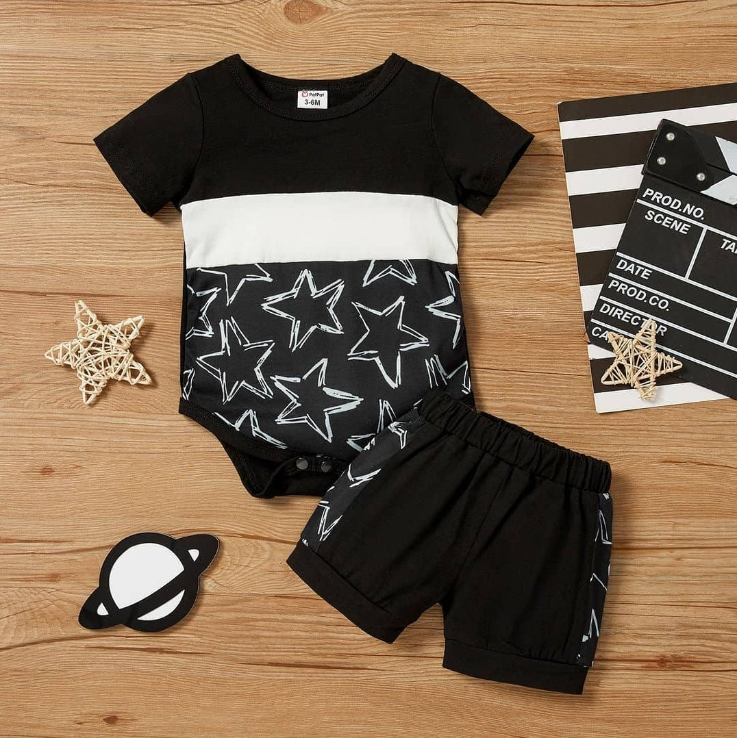 2pcs Baby Boy Short-sleeve casual Stars Baby's Sets