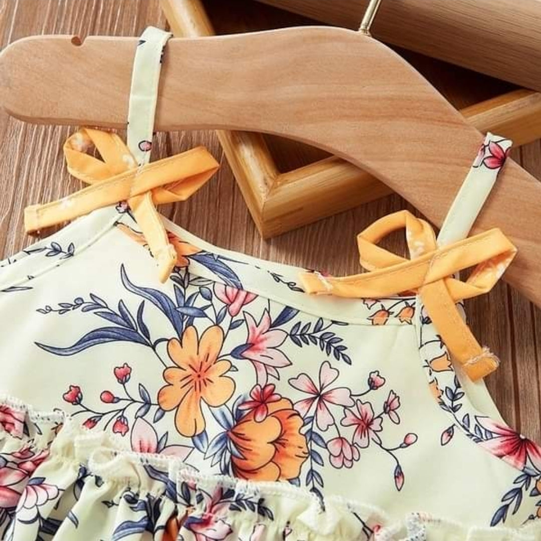 3pcs Baby Girl Sweet Floral Cute Sleeveless Baby's Sets