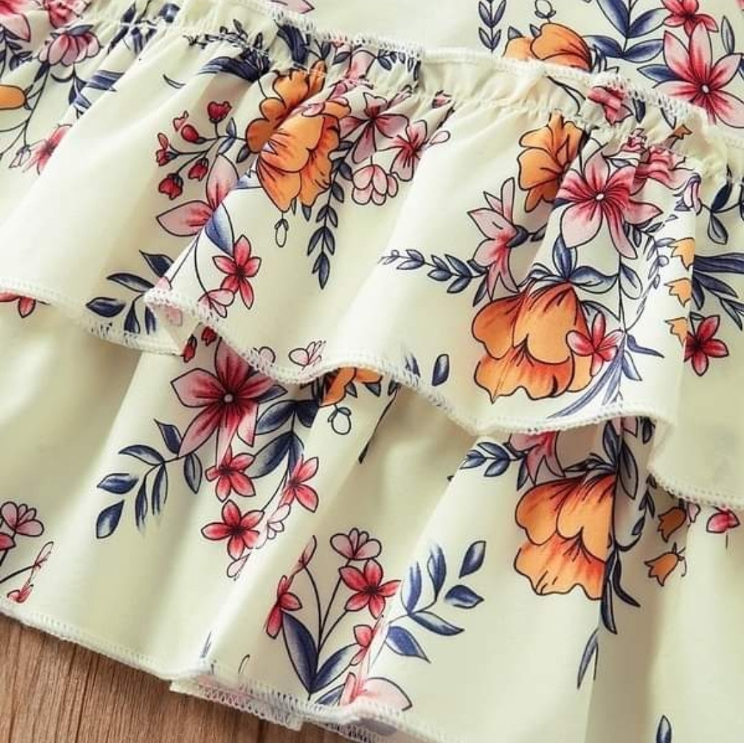 3pcs Baby Girl Sweet Floral Cute Sleeveless Baby's Sets