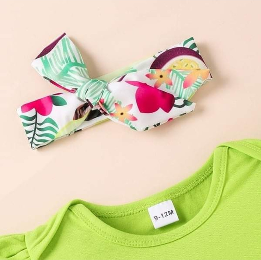 3pcs Baby Girl Short-sleeve Cotton Floral Suit-dress