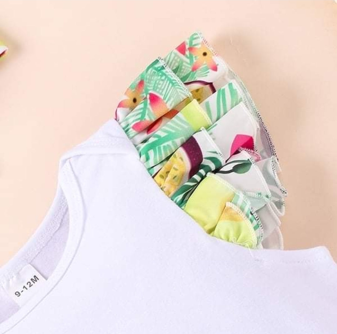 3pcs Baby Girl Short-sleeve Cotton Floral Suit-dress