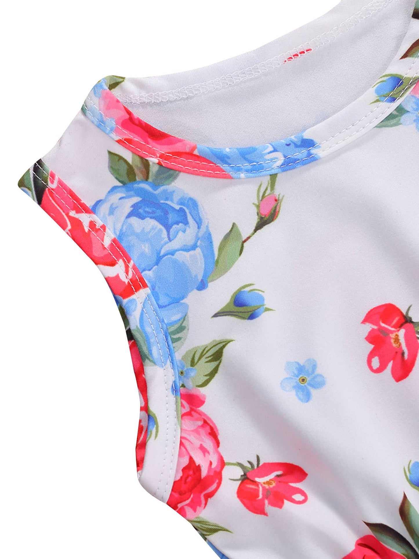 Baby Girl Floral Print Pretty Sleeveless Jumpsuit
