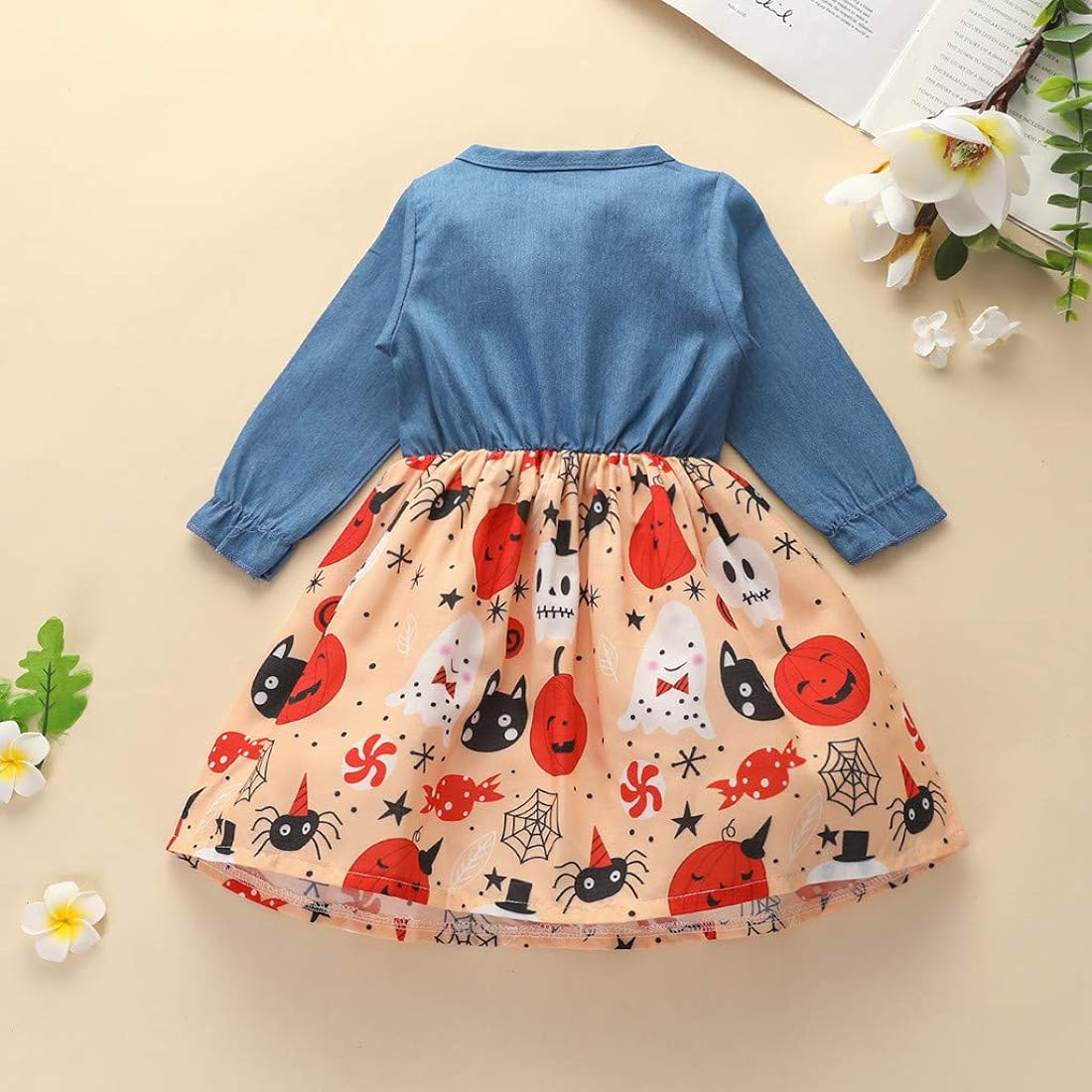 FINAL SALE-Baby Girl Halloween Denim Dress