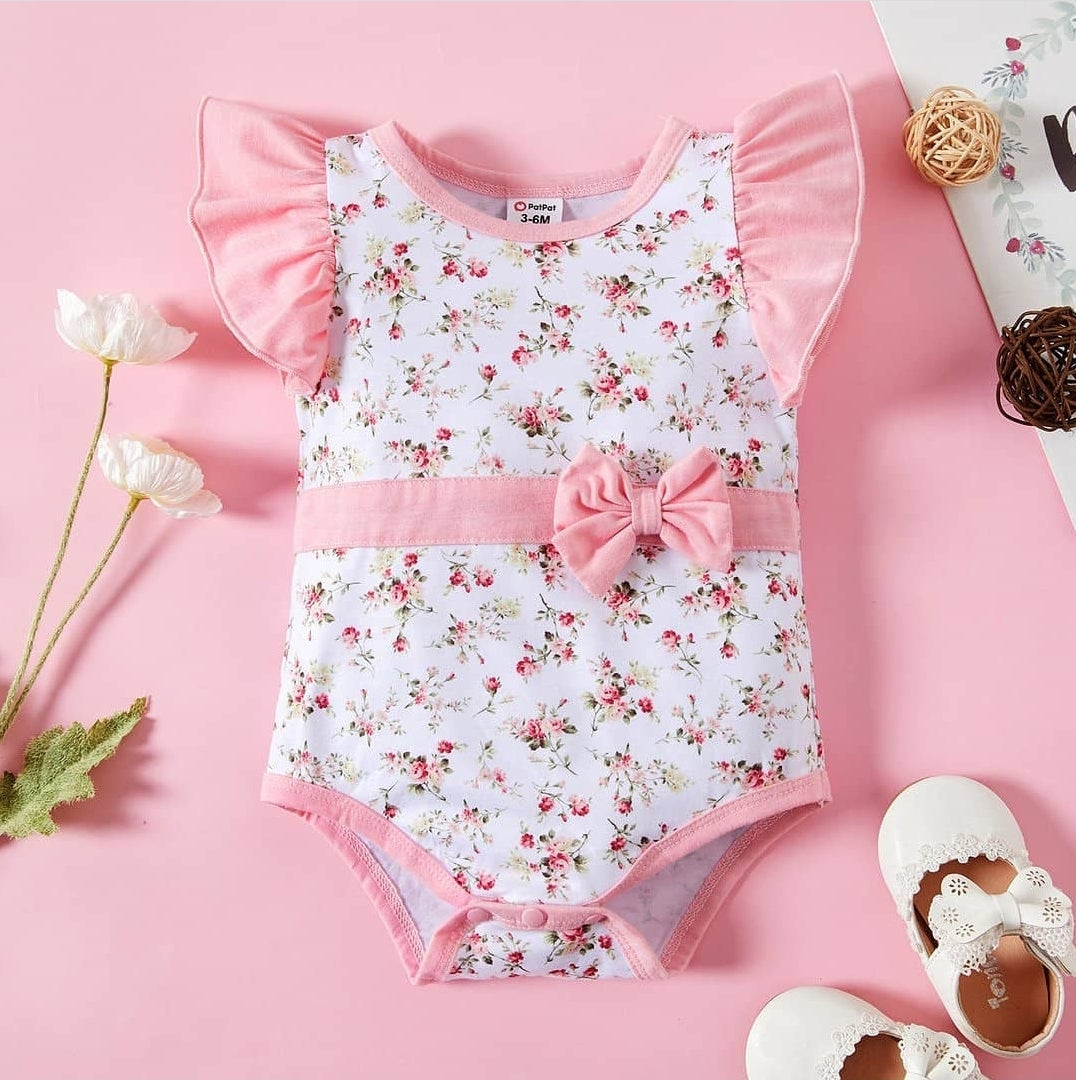 Baby Girl Sleeveless casual Floral Rompers & Bodysuits