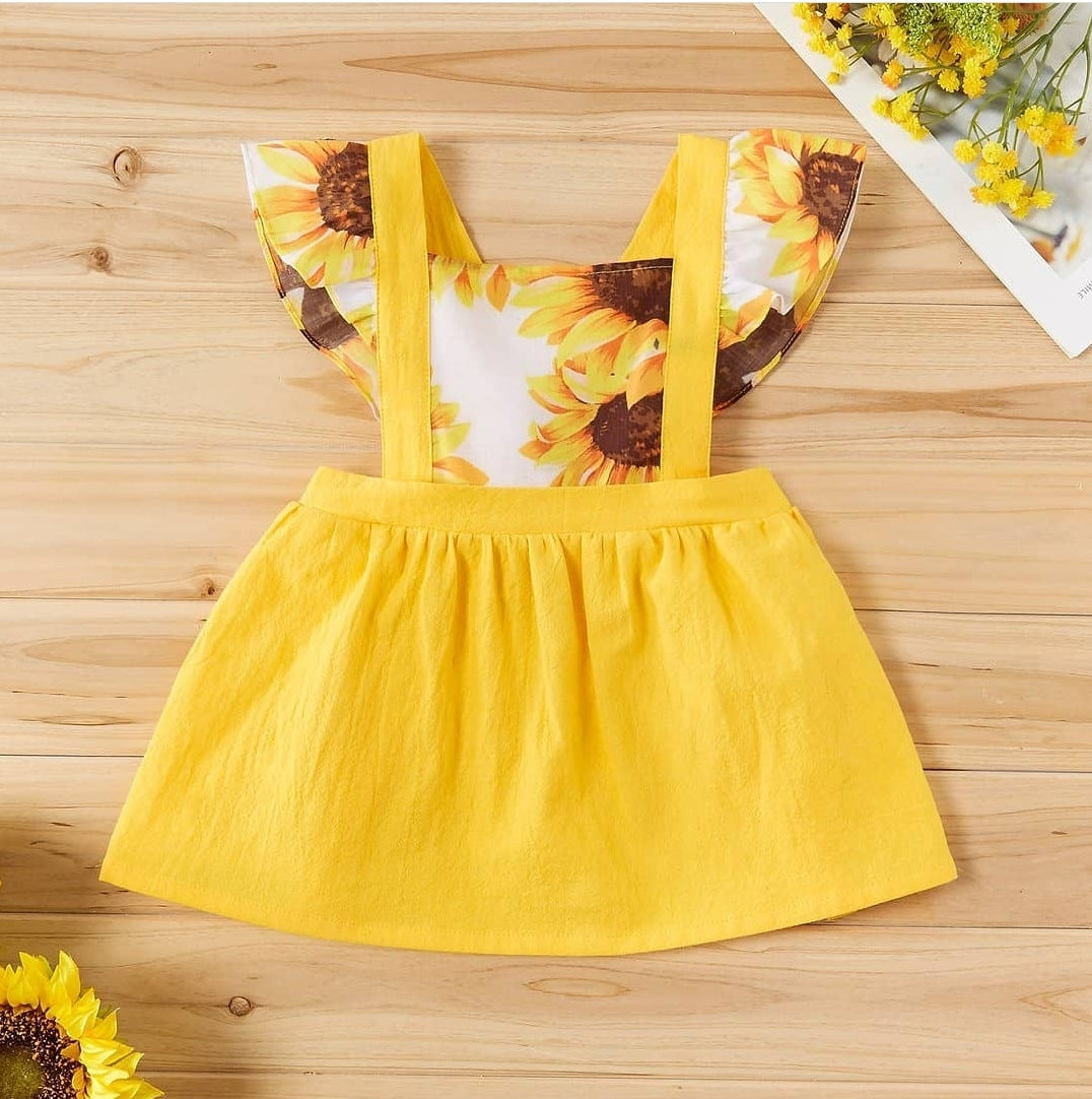 Baby Girl Sunflowers Ruffle Flounce Dress