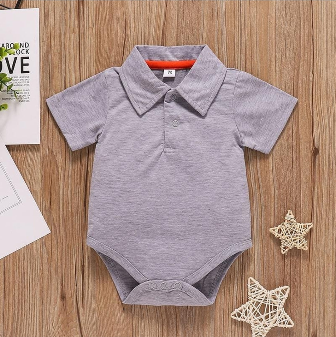 Baby Solid Polo Collar Short-sleeve Romper