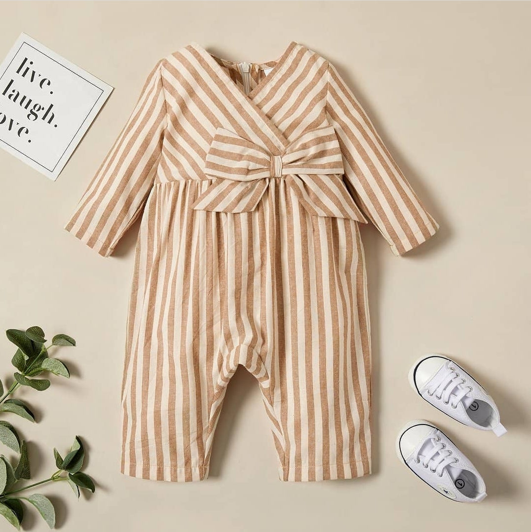 Baby Girl Vacation Striped Jumpsuits